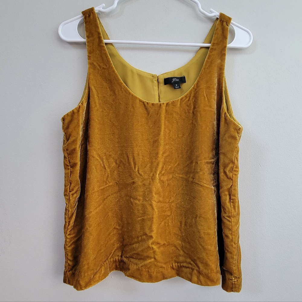 J. Crew Mustard Velvet Tank Women's Size 8 Boho Forest Fairy Festival Capsule